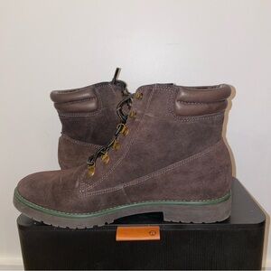 Brown Suede Lace-Up Boots